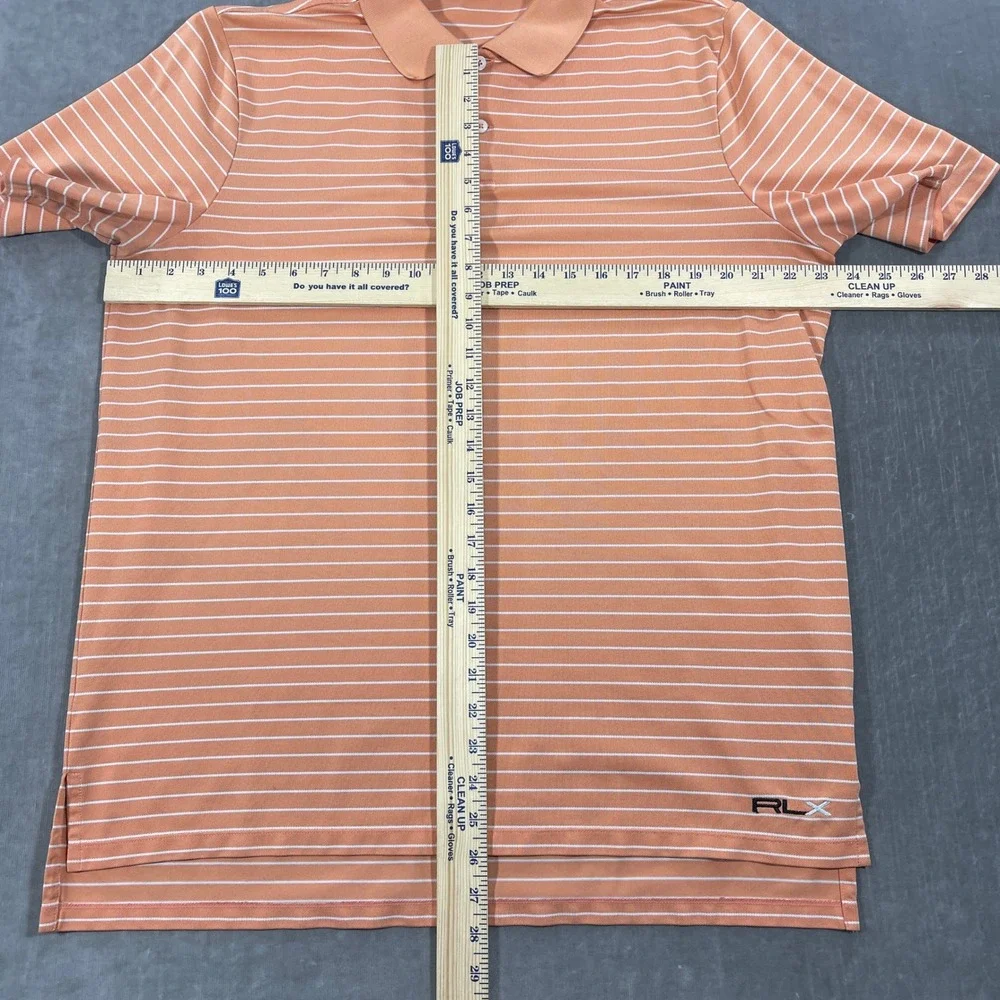 RLX Ralph‎ Lauren Men's Large Striped Orange Athletic Golf Polo Shirt